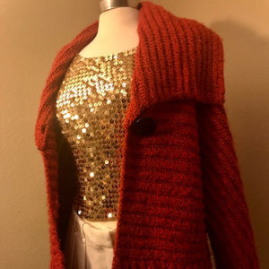 Chunky Red Cardigan. XL